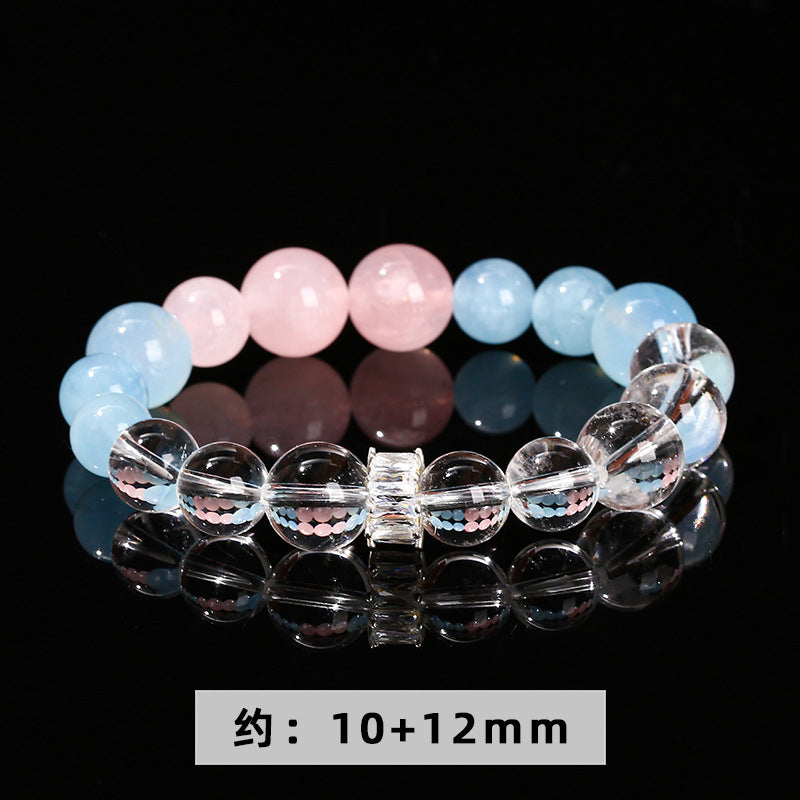 7A Natural White Crystal Sea Blue BMW Powder Crystal Bracelet
