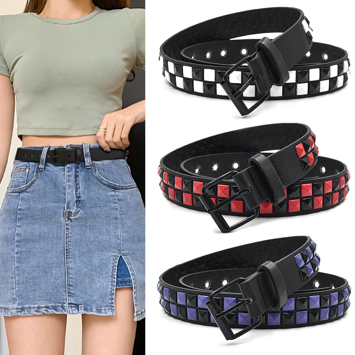 Square Pearl Pyramid Belt