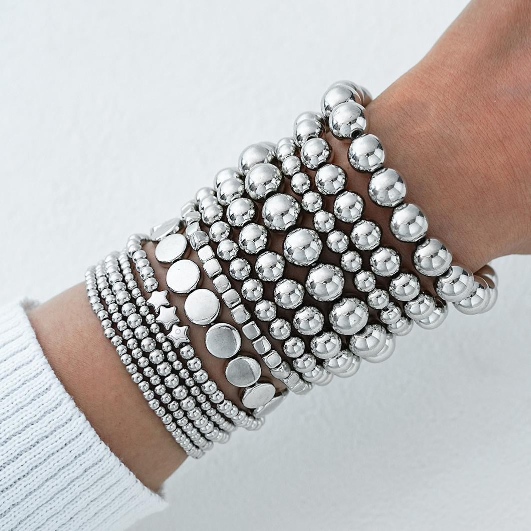 Multi-layer Silver Beaded Bracelet
