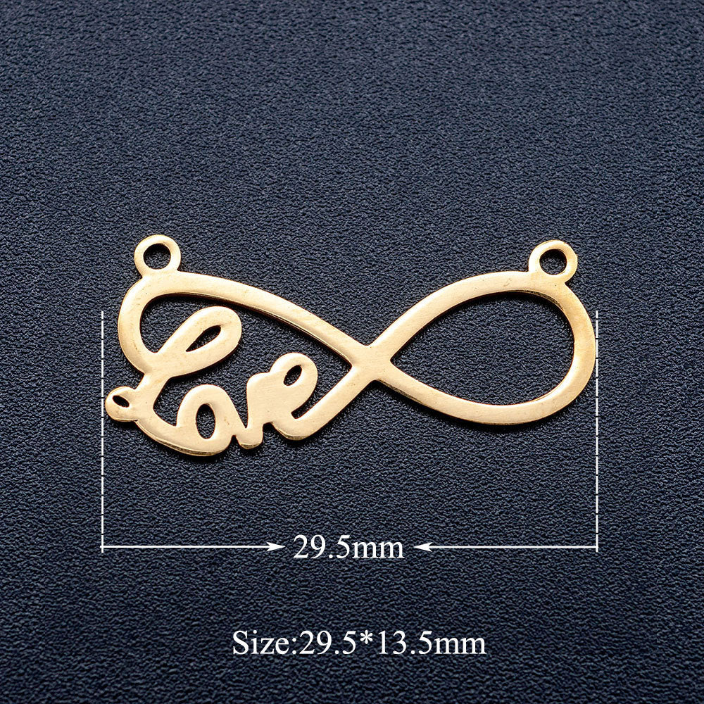 5 piezas/paquete Colgante de acero de titanio en forma de corazón con infinitas notas musicales 