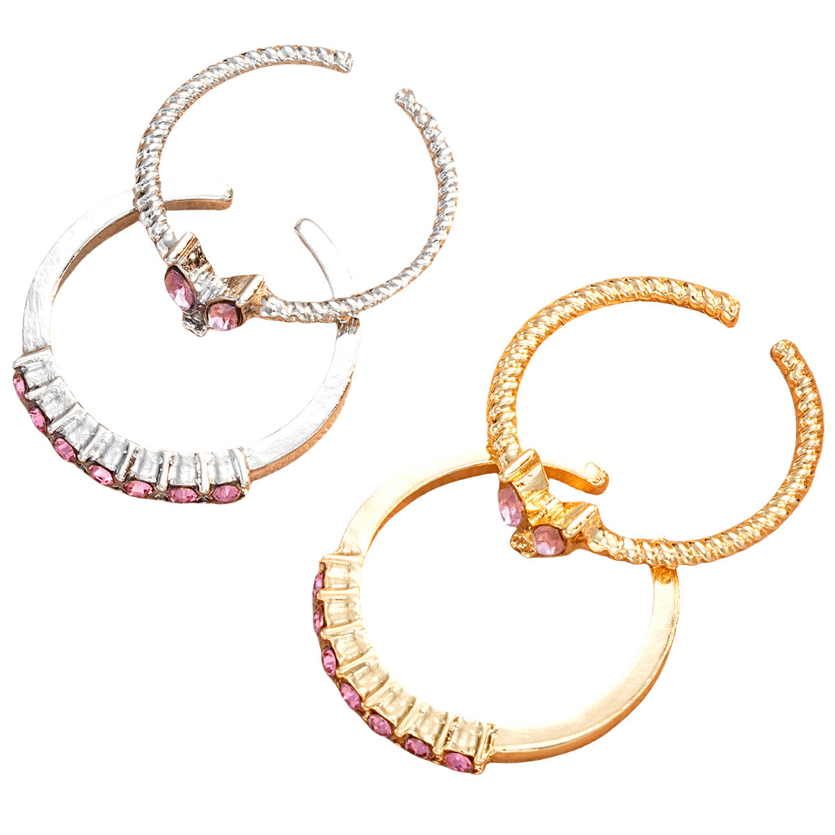 4Pcs Row Diamond Love Ring Set