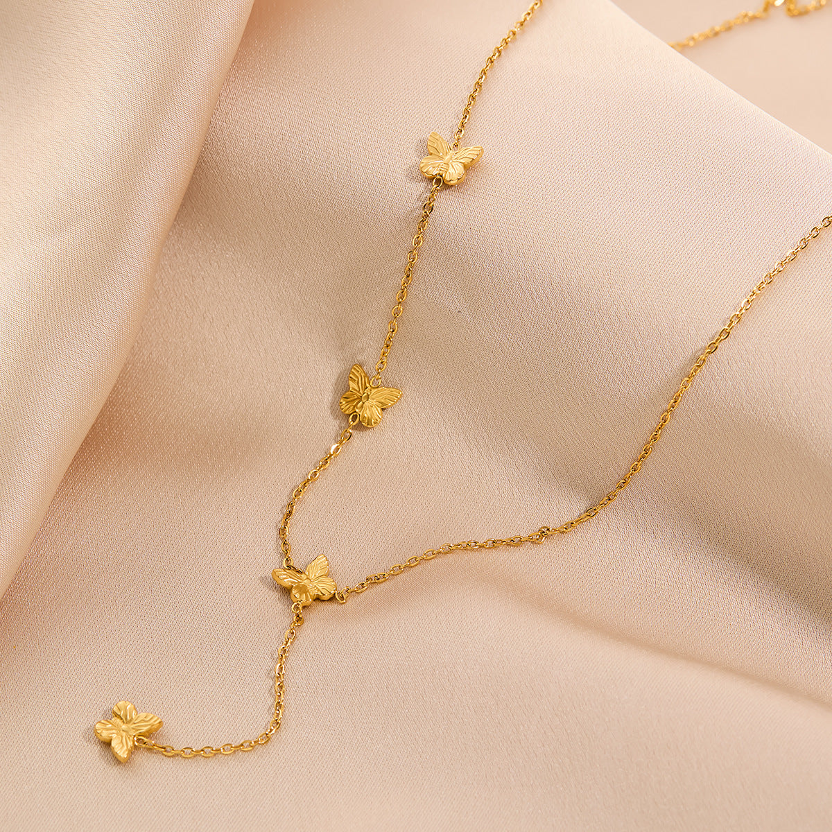 18K-Plated Butterfly Tassel Clavicle Necklace