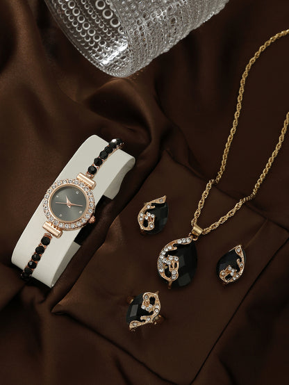 Bracelet Watch Peacock Water Drop Women's Jewelry Set