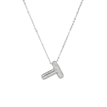 A-Z Copper Zircon Letter Necklace Pendant