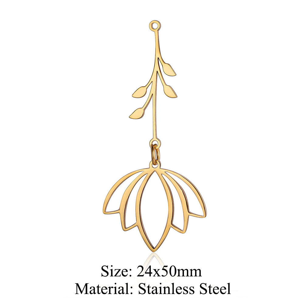 5 pcs/pack flower fringed titanium steel pendant