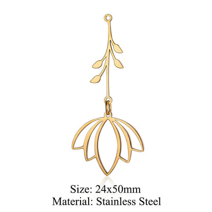 5 pcs/pack flower fringed titanium steel pendant