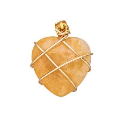 Crystal Agate Gemstone Silk Heart Pendant