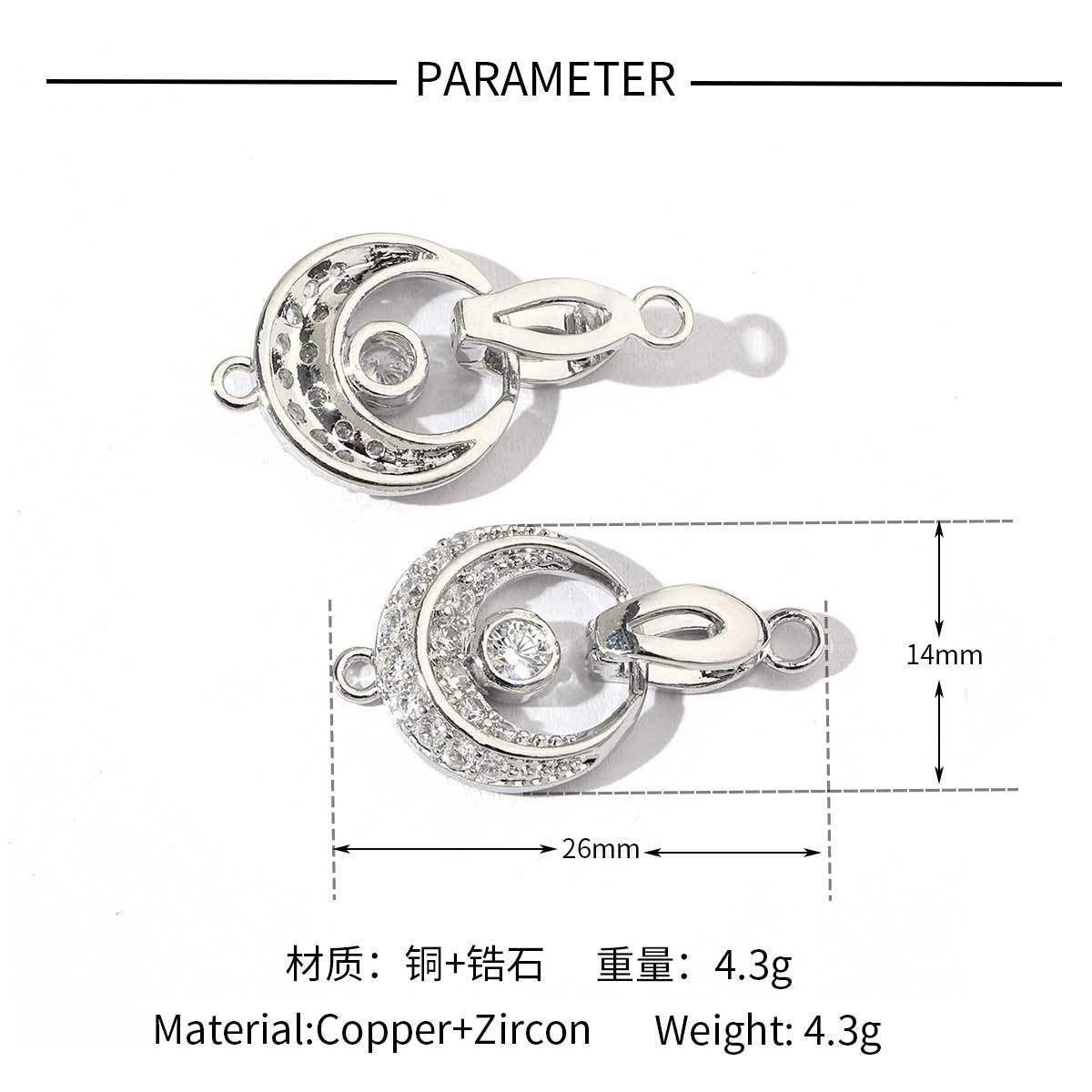 18K gold-coated rose copper zircon detachable connecting buckle