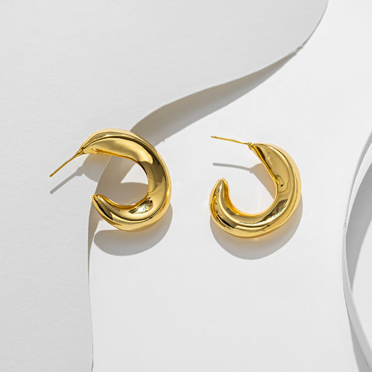 Simples chique ouro em forma de C brincos atacado acessórios de moda de alta qualidade 