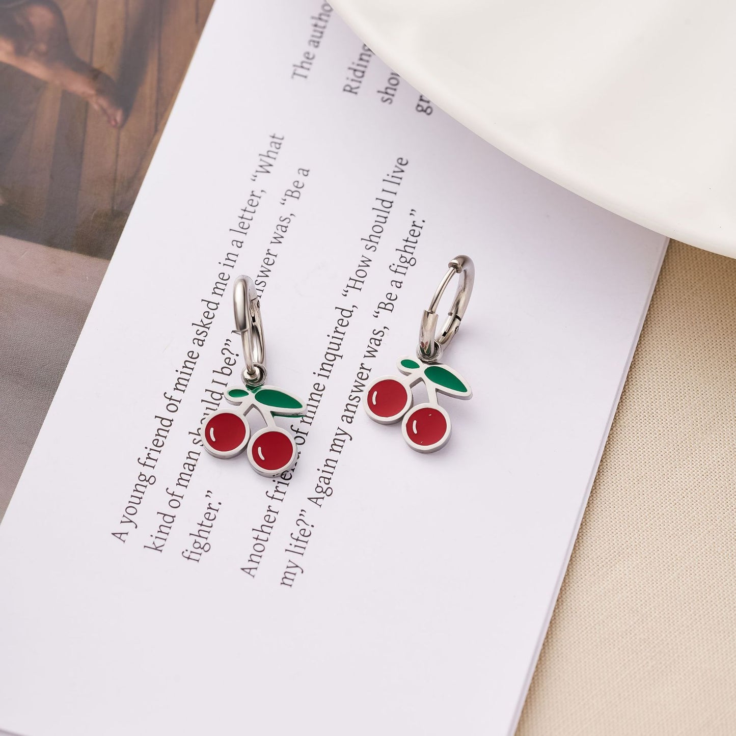 Cute Fruit & Daisy Titanium Steel Stud Earrings — Women's Non-Fading