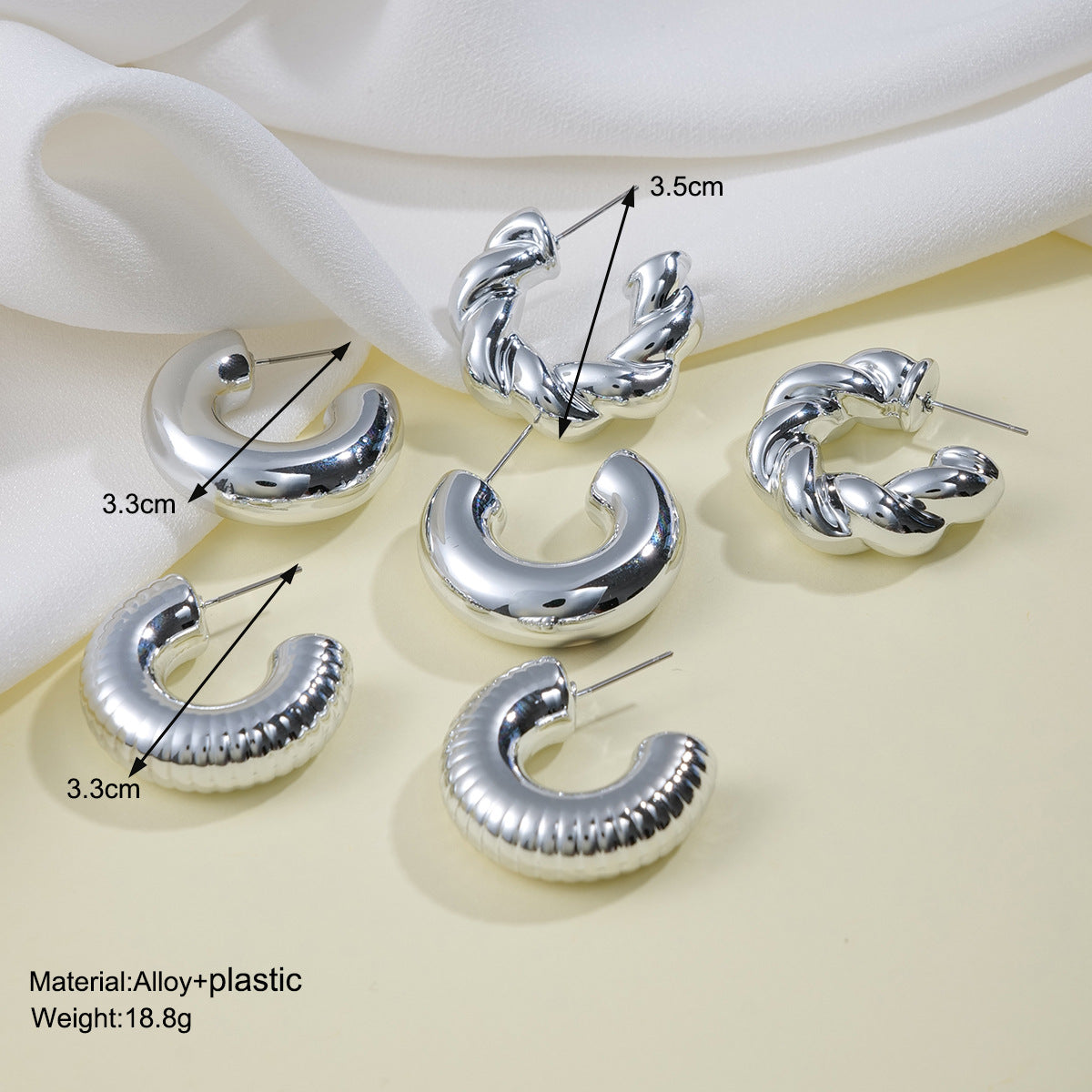 3-Piece Punk Metal Earring Set