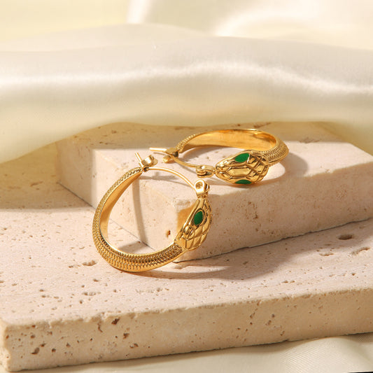 Snake Green Eye Earrings