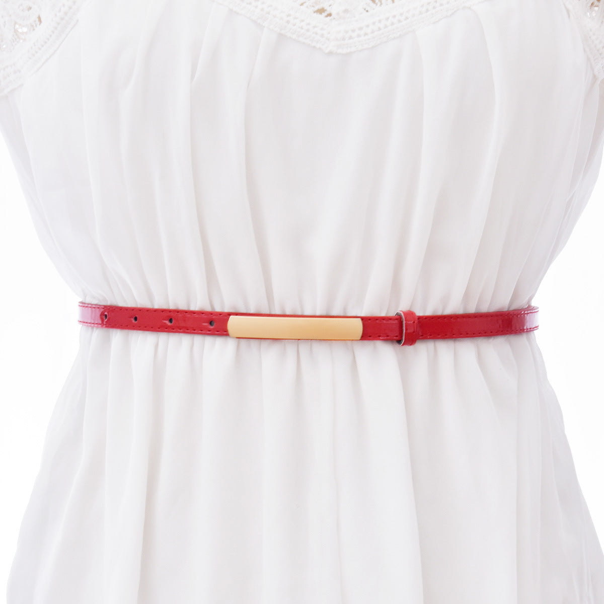 Elastic waist bright red belt