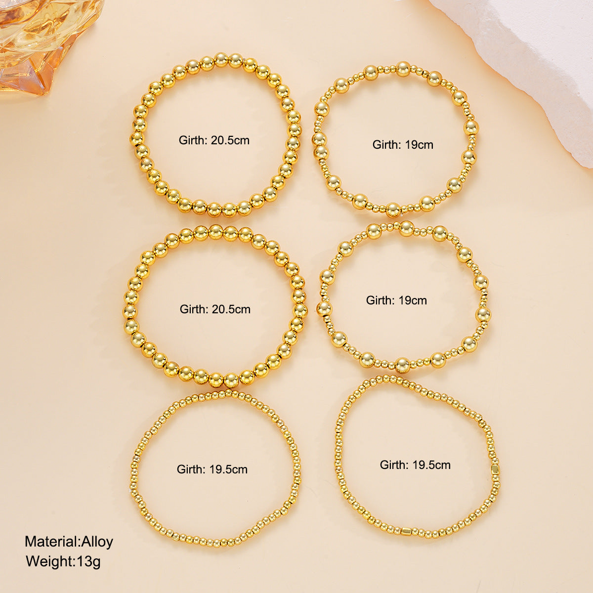 CCB Beaded Stackable Bracelet Set (6 pcs)