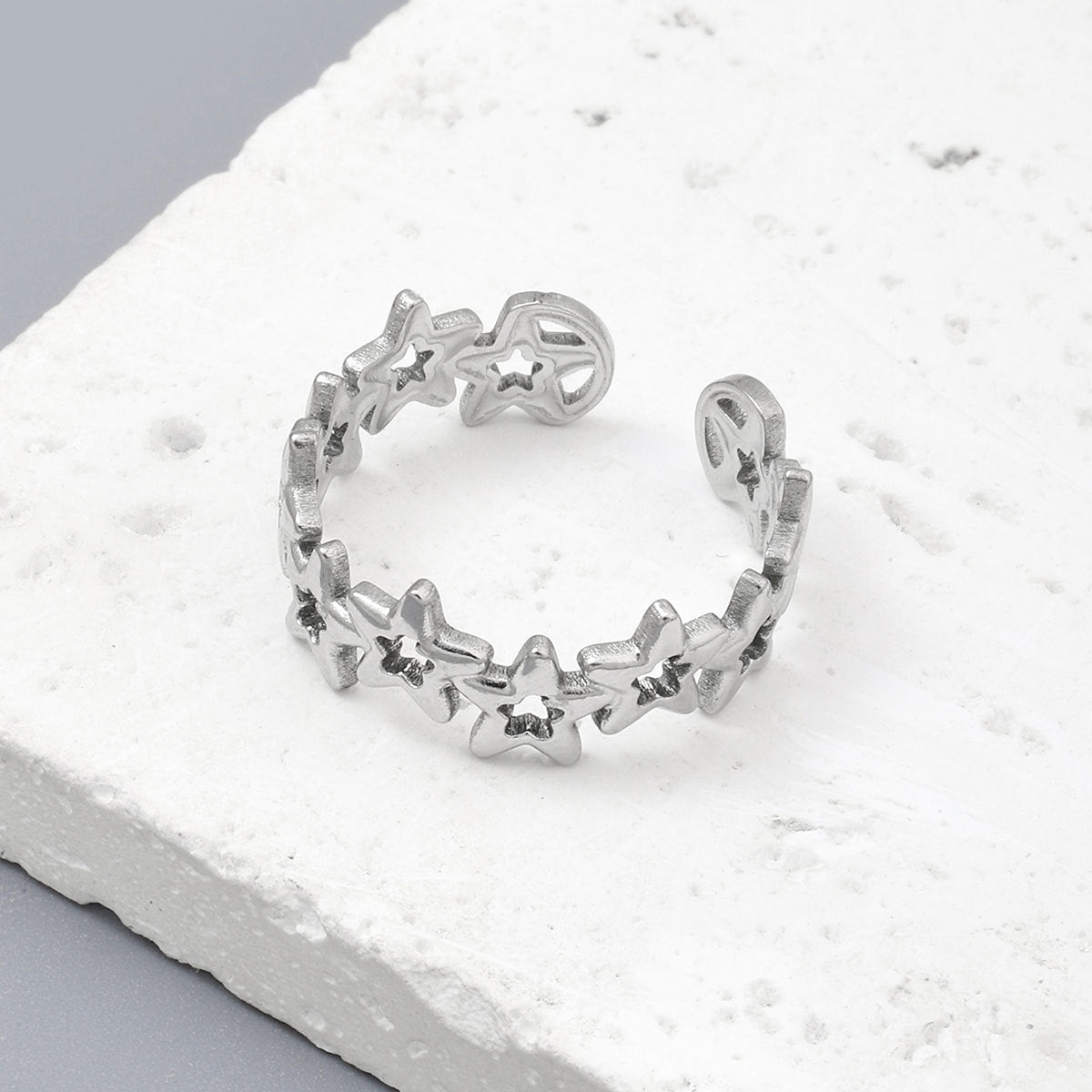 Star Snake Titanium Steel Ladies Ring Adjustable