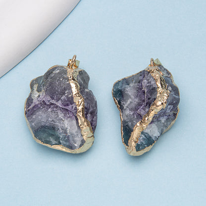 Crystal amorphous bezel rough stone pendant