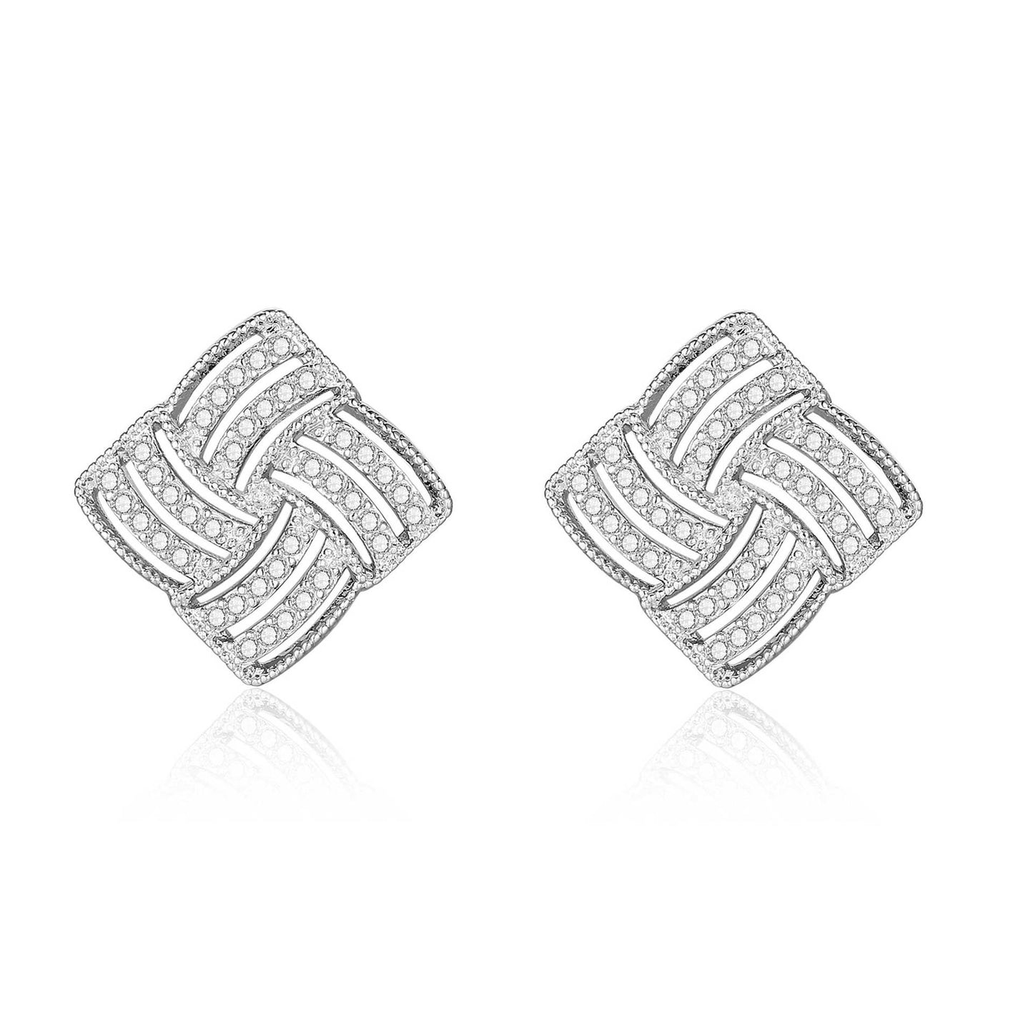 Copper inlaid 5A zircon French diamond stud earrings