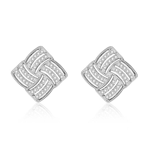 Copper inlaid 5A zircon French diamond stud earrings