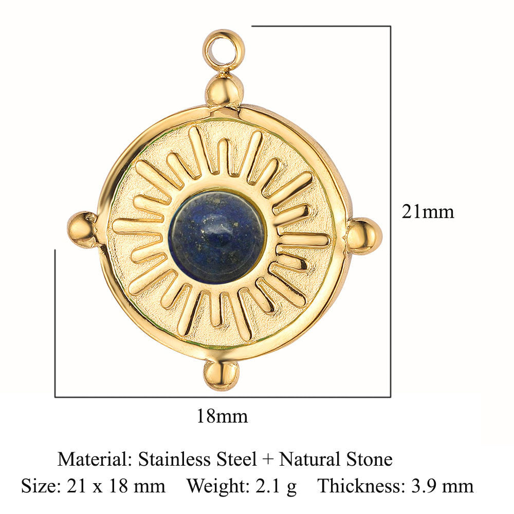 Sun ruby turquoise stainless steel pendant