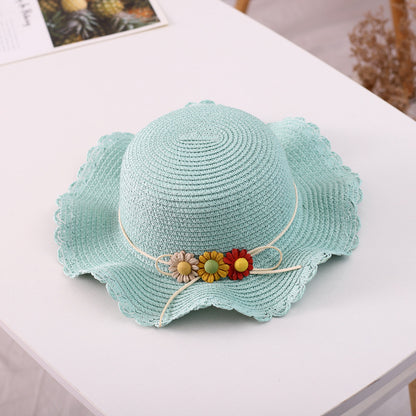 Floral Family Straw Hat Bag Set Summer Outdoor Fresh Beach Sun