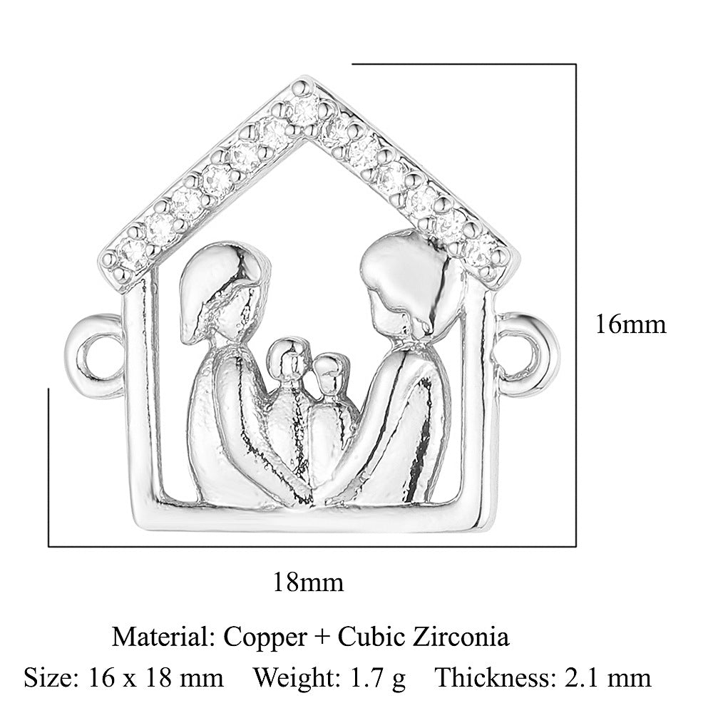 Bead butterfly copper zircon double hole accessories family pendant