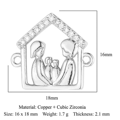 Bead butterfly copper zircon double hole accessories family pendant