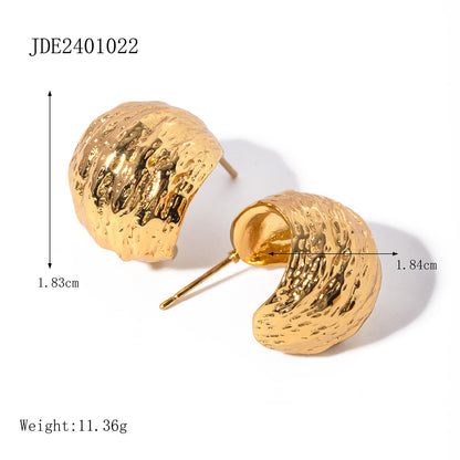 Textured C-Shaped Earrings