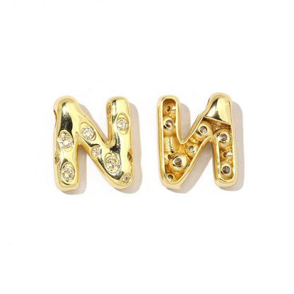 18K real gold copper inlaid zircon 26 letter pendant.