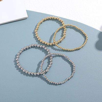 Gold Vintage American CCB Elastic Beaded Bracelet