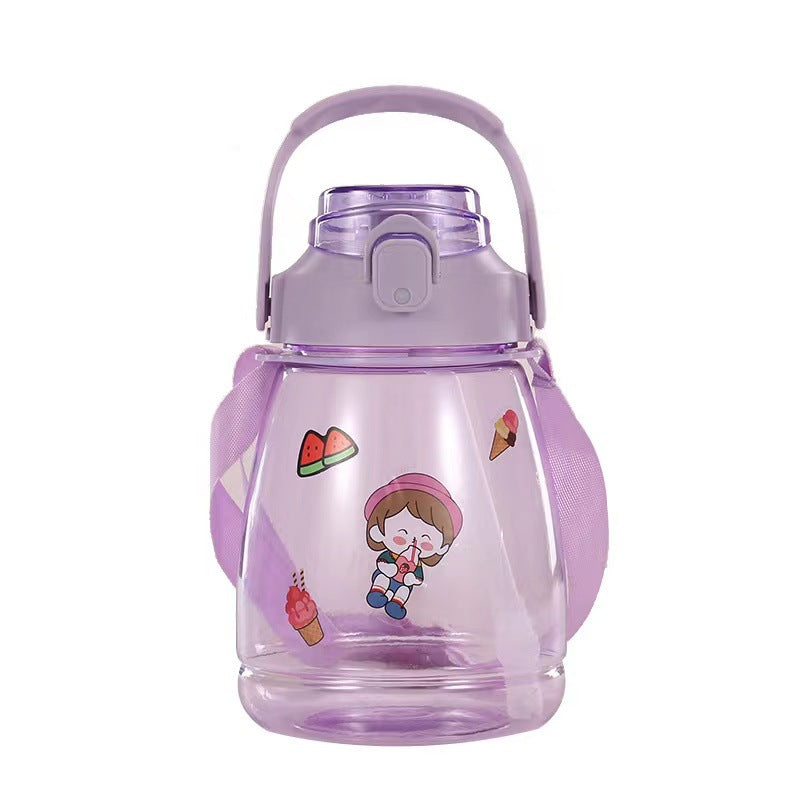 Botella de paja de plástico portátil 