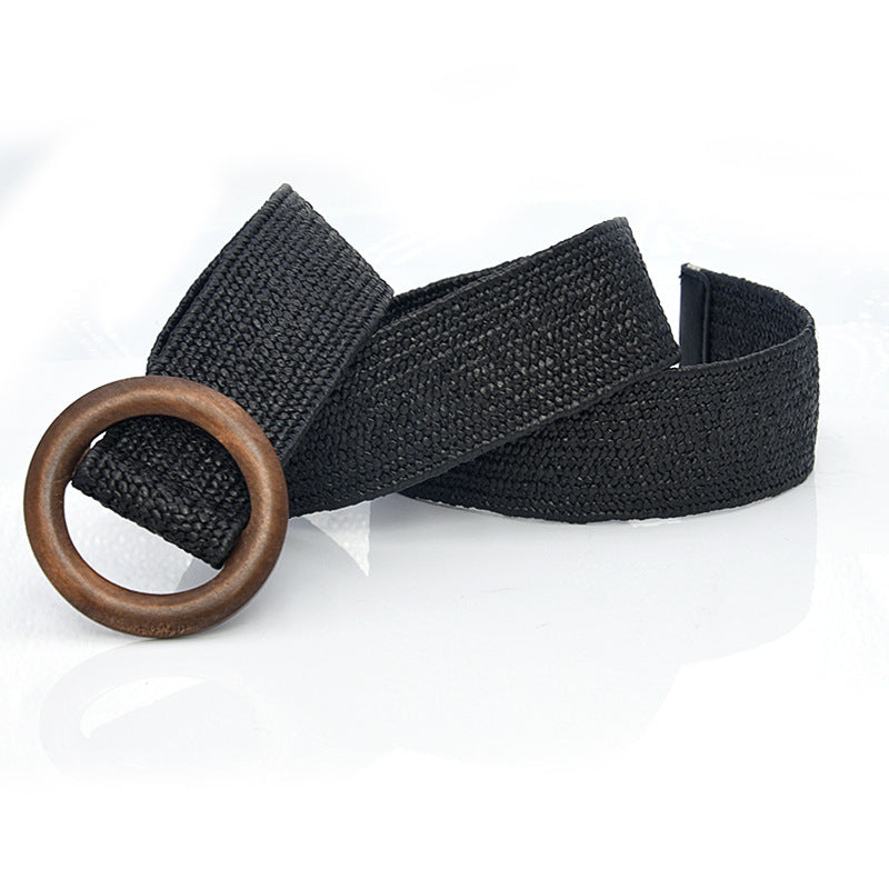 Grass braided women's belt elastic