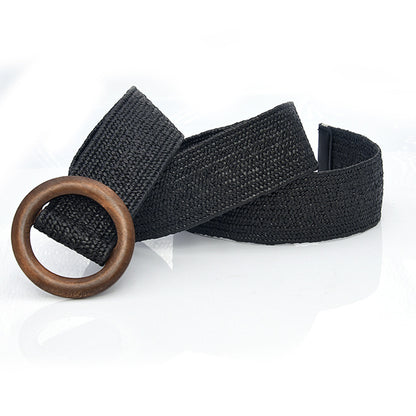 Grass braided women's belt elastic