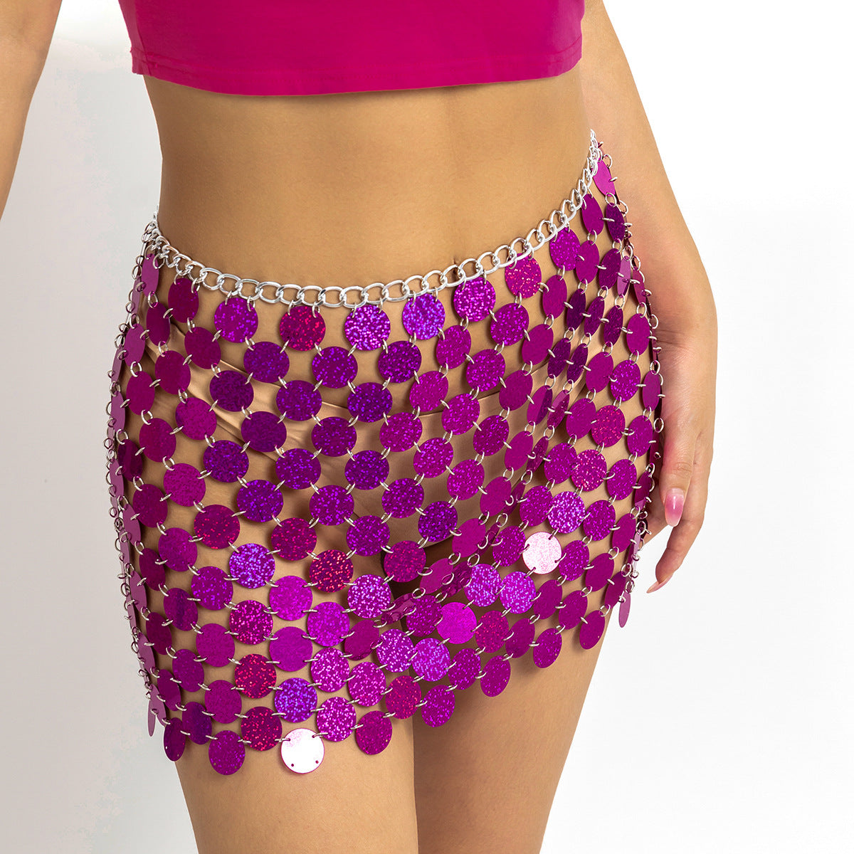 Colorful sequined skirt body chain