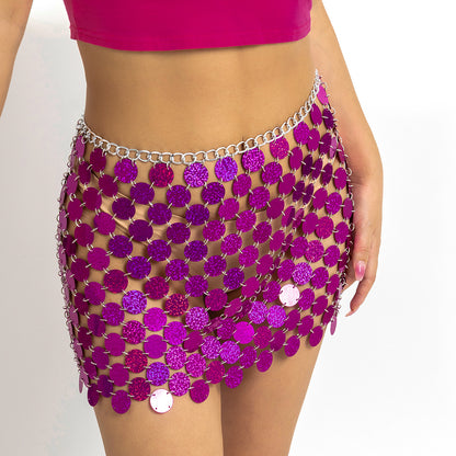 Colorful sequined skirt body chain