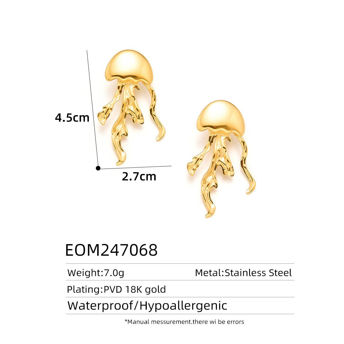18K Gold Titanium Steel Stud Earrings