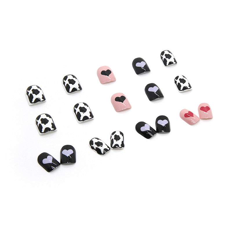 Cowskin Multicolor Heart Nails