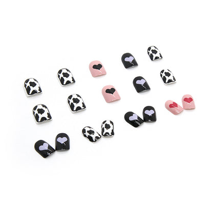 Cowskin Multicolor Heart Nails