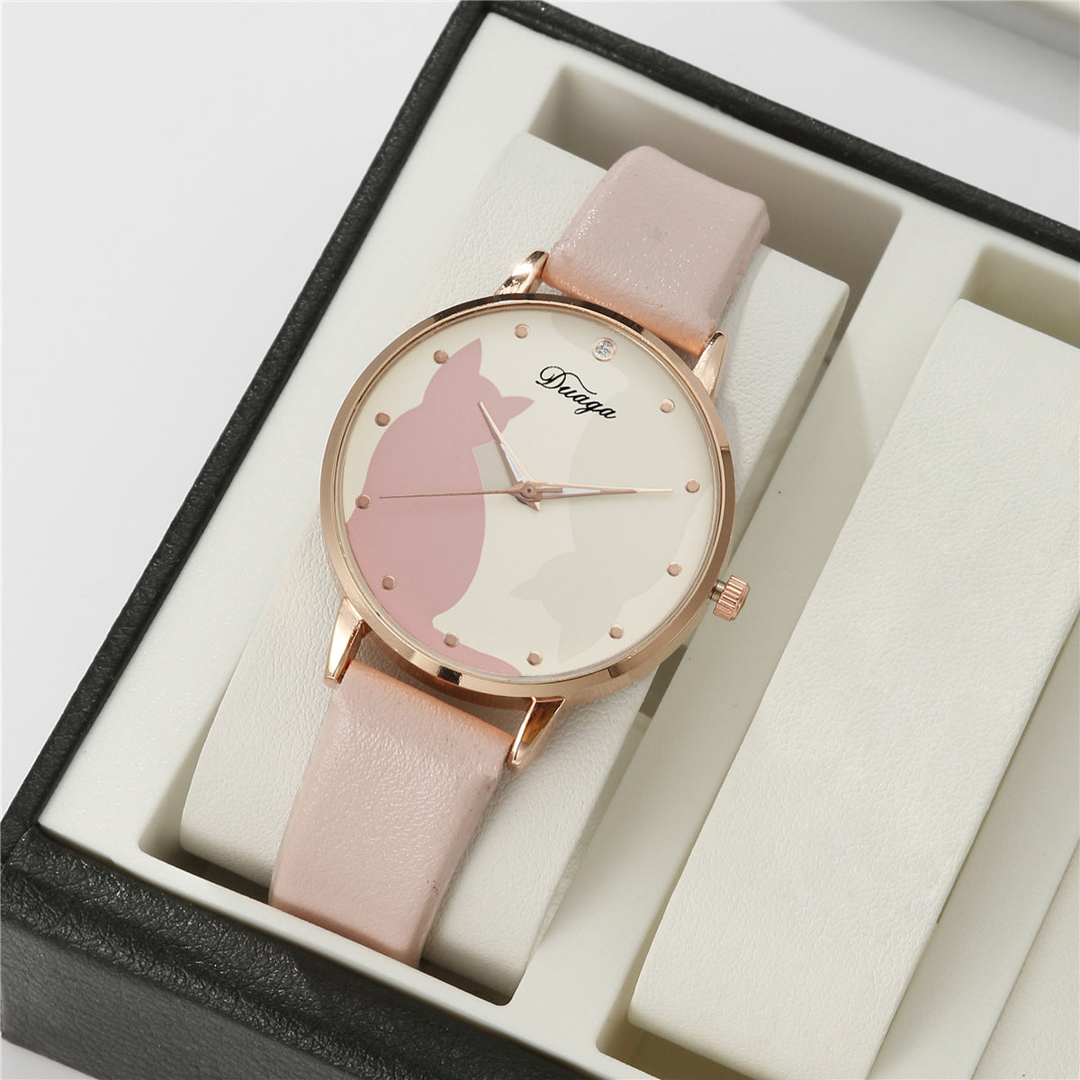 Cute cat plate watch jewelry set