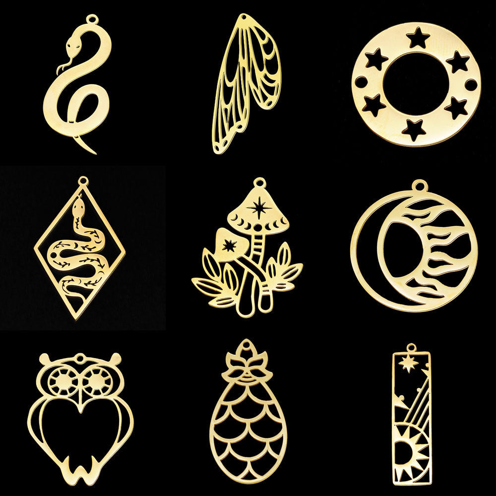 5 pcs/pack mushroom water drop stainless steel pendant