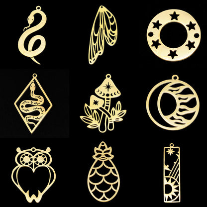 5 pcs/pack mushroom water drop stainless steel pendant