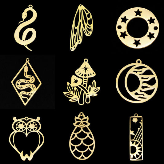 5 pcs/pack mushroom water drop stainless steel pendant