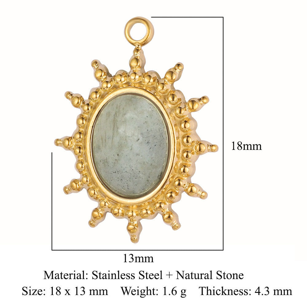 Sun ruby turquoise stainless steel pendant
