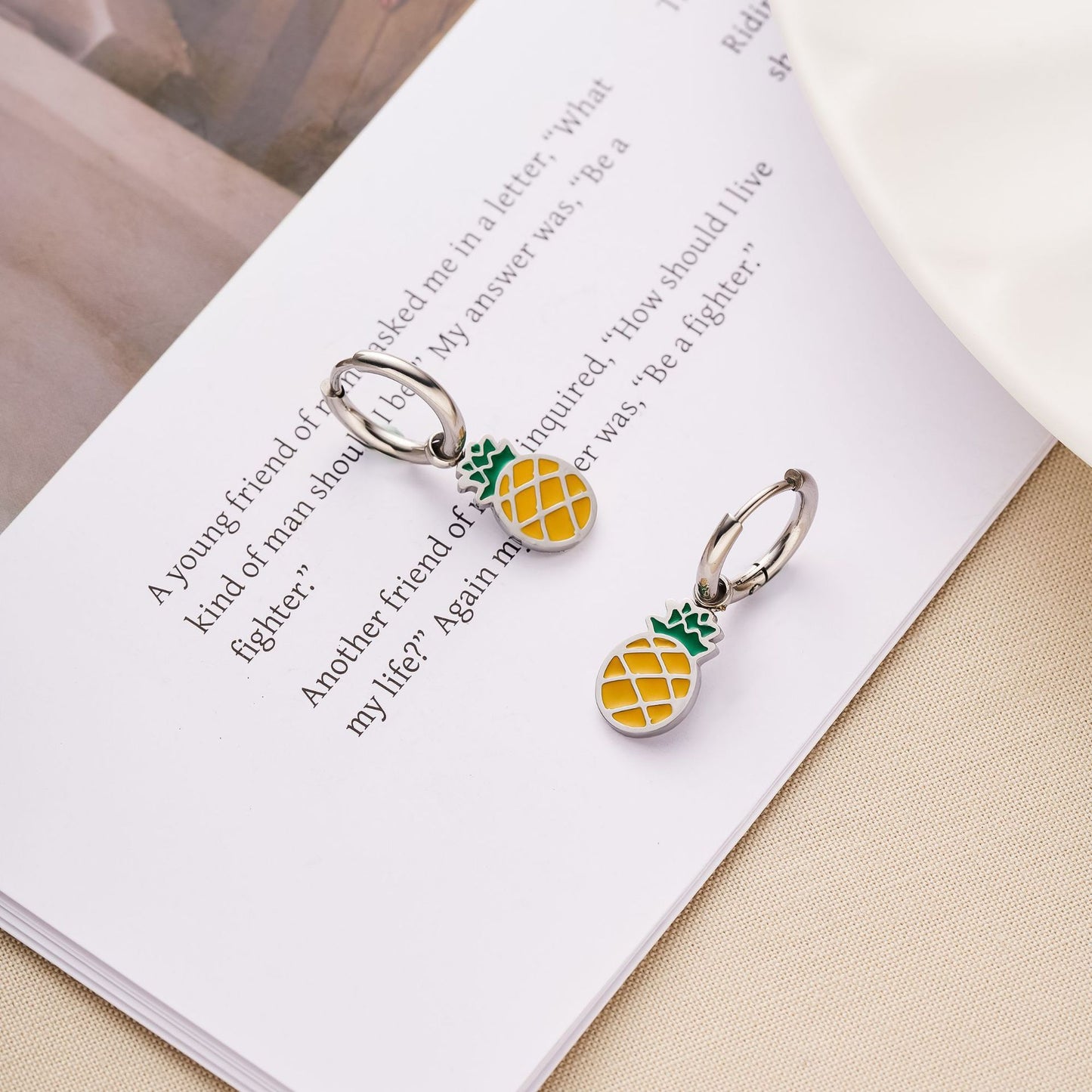 Cute Fruit & Daisy Titanium Steel Stud Earrings — Women's Non-Fading