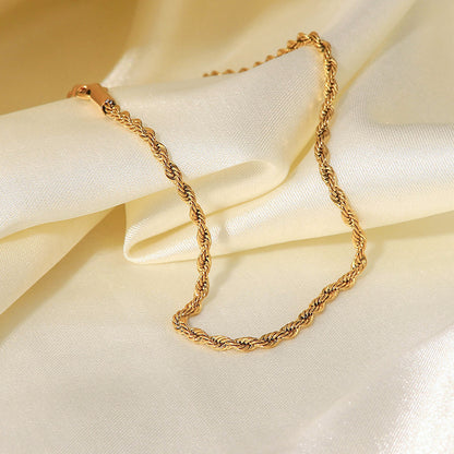 2mm thick gold twist chain anklet