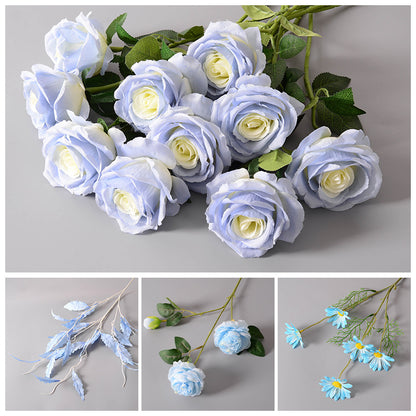 Artificial flowers blue series flowers plastic flowers wholesale