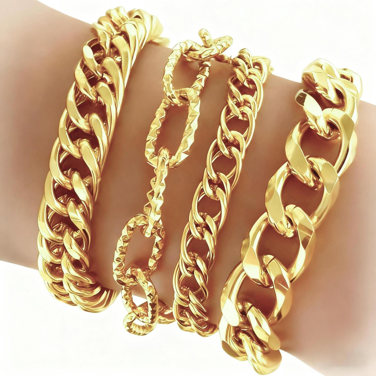 4-Piece Multi-Layer Thick Chain Bracelet Set