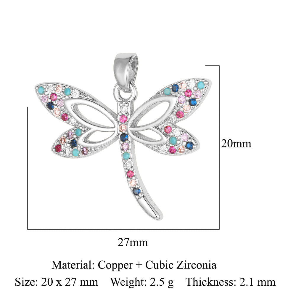 Fly color zirconium copper micro-inlaid necklace pendant