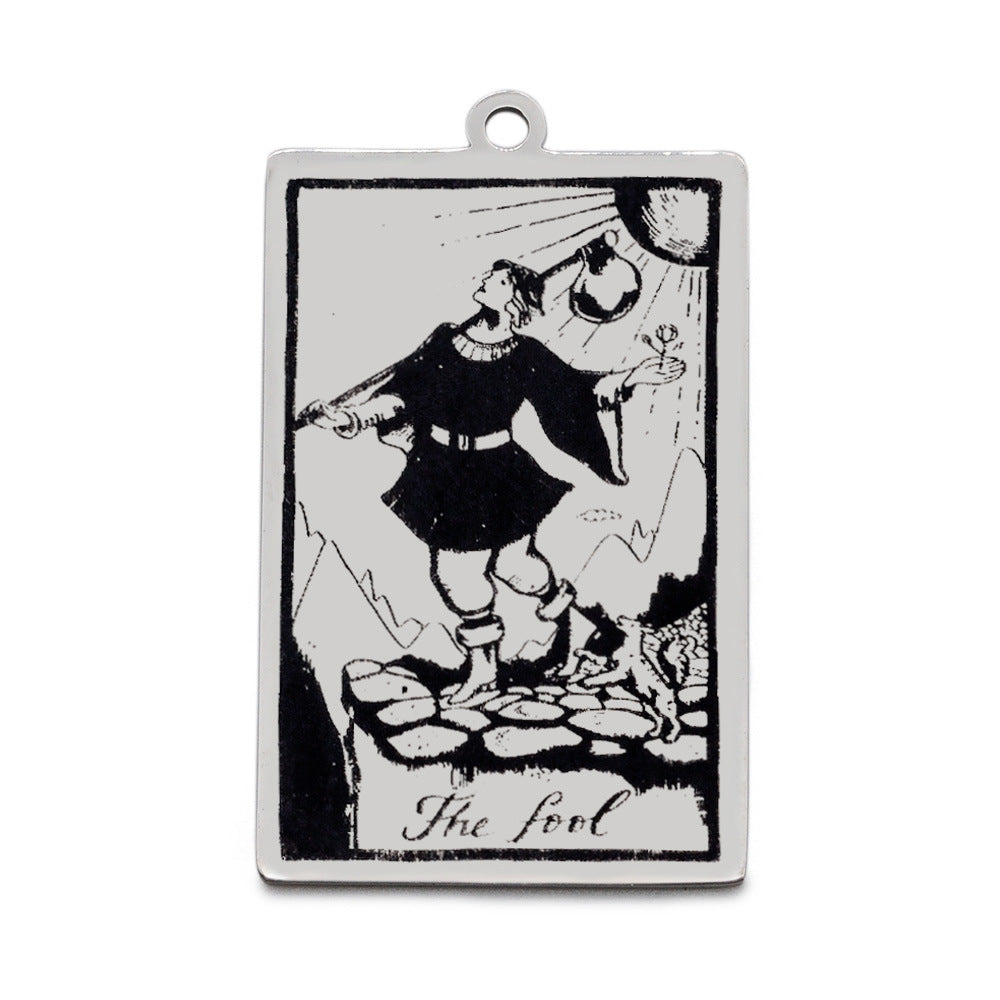5 pcs/bag Tarot titanium steel pendant retro