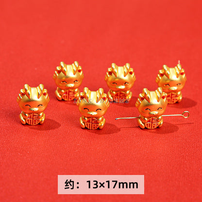 Ancient sand gold dragon year small accessories alloy