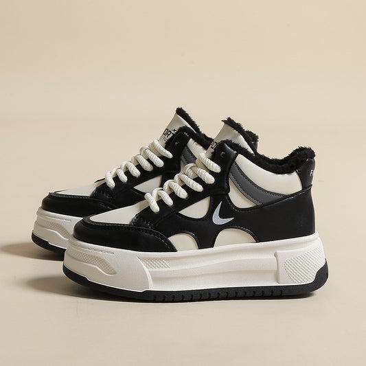 Zapatos altos de lana, zapatos cálidos de algodón con suela gruesa 